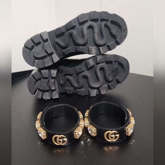 Gucci crystal belt platform chunky black boots size 35.5 - Picture 7 of 7
